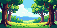A forest fairway between tall pines